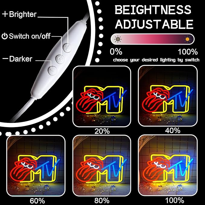Neon Sign,Lips Neon Signs for Wall Decor,Led Sign for Boys Girls Gaming Room, Lips Neon Lights for Bedroom Man Cave,USB Powered Light Up Sign for Birthday Party Living Room Decoration