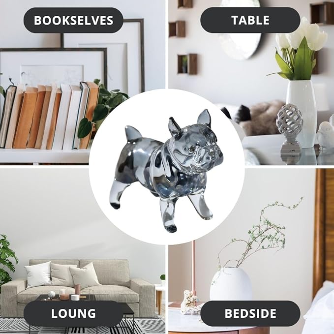 Crystal Glass Dog Figurine Glass Animal Decoration Standing Bulldog Paperweight Hand Blown Glass Art Animal Collectible Figurines Gift for Women