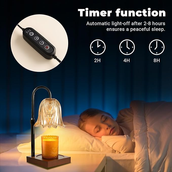 Candle Warmer Lamp with Timer Dimmable, Birthday Gifts for Women Mom, House Warming Gifts New Home Decor, Wax Melt Warmer for Jar Candles with 2 Bulbs