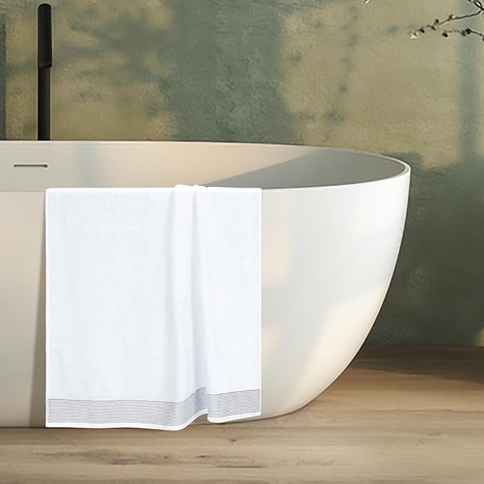 Belizzi Home Cotton 2 Pack Oversized Bath Sheet 35 x 70, Large Bath Sheet, Ultra Absorbent, Compact, Eco-Friendly and 100% Recyclable, Quick Drying and Lightweight Towel - White