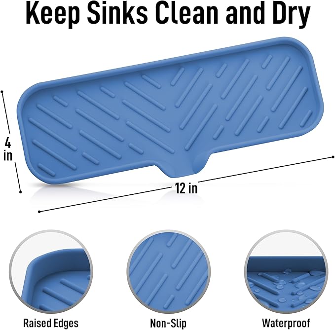 Zulay Large Silicone Sponge Holder (12x4) – Flexible Sink Organizer Tray for Kitchen & Bathroom – Multipurpose Soap Dish for Sponges, Makeup, Trinkets & More (Provence Blue)