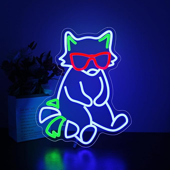 Neon Sign, HSJNJKFU Fox Neon Signs for Wall Decor LED Neon Light for Room Decor Cute Animal LED Light Neon Bar Sings for Man Cave USB Powered