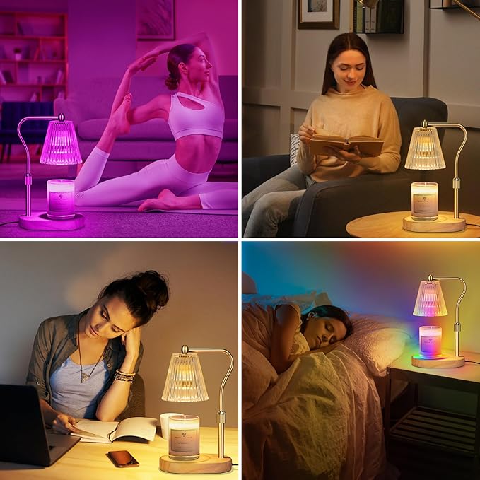 Candle Warmer Lamp with 7 LED Colors Changing,Candle Warmer with Timer Dimmer, Electric Candle Lamp with Adjustable Height Home Decor for Secented Jar Candles for Mom Women