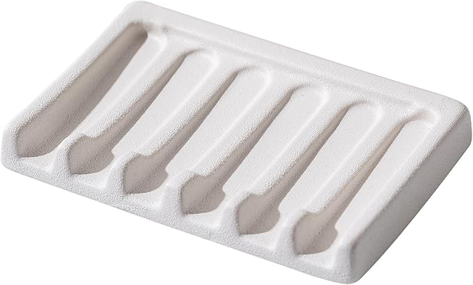Self Draining Premium Ceramic Soap Dish, Bar Soap Holder, Waterfall Soap Dish, Shower Soap Holder Sponge Holder Soap Tray Soap Savers for Bathroom, Shower, Kitchen, Sink and Countertop