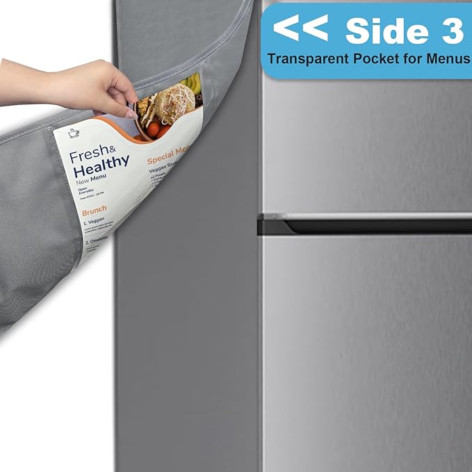 homyfort Mini Fridge Organizer, Over The Fridge Storage Organizer with 14 Pockets, College Dorm Fridge Storage for Office, Kitchen, Home, School, Gray