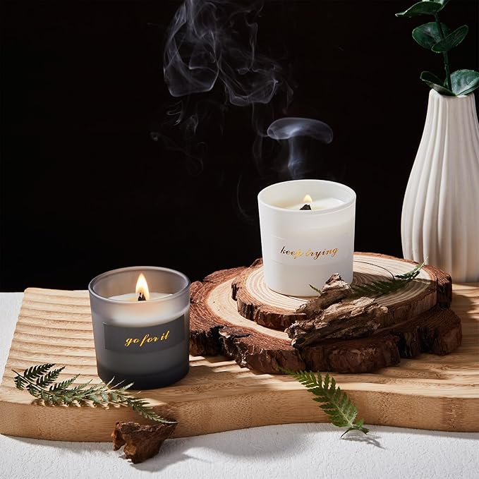 MTLEE 9 Pcs Motivational Aromatherapy Gifts Inspirational Soy Wax Scented Candles Bulk with Wooden Wicks Luxury Gift Box for Women Men Teacher Birthday Engagement Gift, 2.12 oz