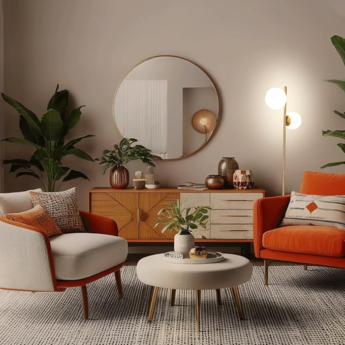 COTULIN 2 Globe Floor Lamp for Living Room, 7.1 Inch Sphere Mid Century Modern Floor Gold Lamp for Bedroom,Brass Standing Tall Pole Lamp with White Frosted Glass Shade,Office Home Decor