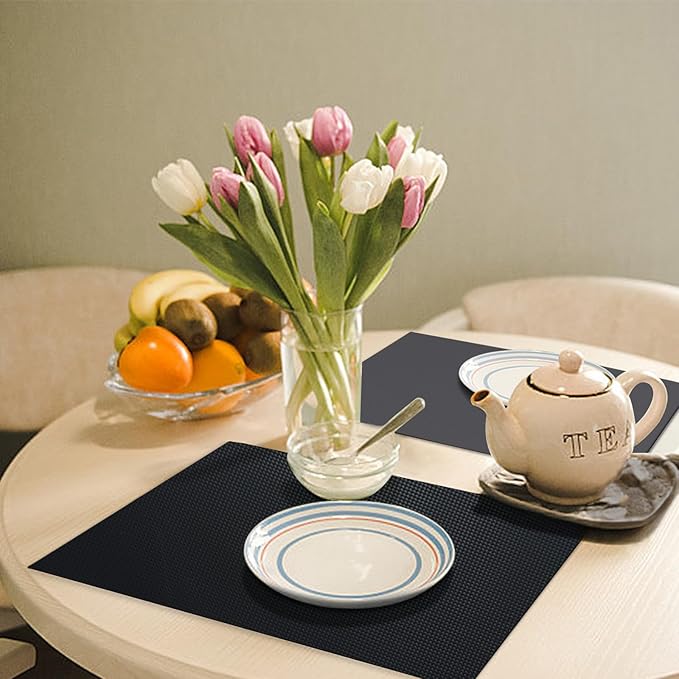 Placemats Set of 8 with Coasters Dual Sided Heat Stain Resistant Place Mats Faux Leather Table Mats Non-Slip Waterproof Oil-Proof Washable Wipeable Table Placemats for Dining Patio Table Kitchen