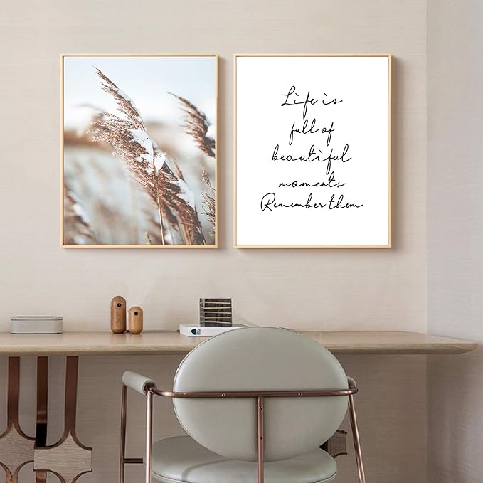 HoozGee Nature Wall Art Prints Set of 6 Canvas Art Wall Decor Botanical Print Pictures Reed Dried Flower Plant Poster Print Home Decorations for Living Room Wall Decor (8"x10" UNFRAMED)