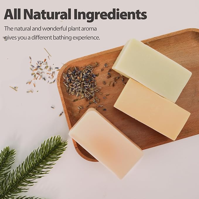 Natural Botanical Bar Soap With Vitamin E Pure Plant Oil Bath Body Soap Variety Bars Lemongrass,Tea Tree,Roman Chamomile Rich Creamy for Men, Women All Skin, 3Pack Cold Process Tree Tea Soap Bar Gift