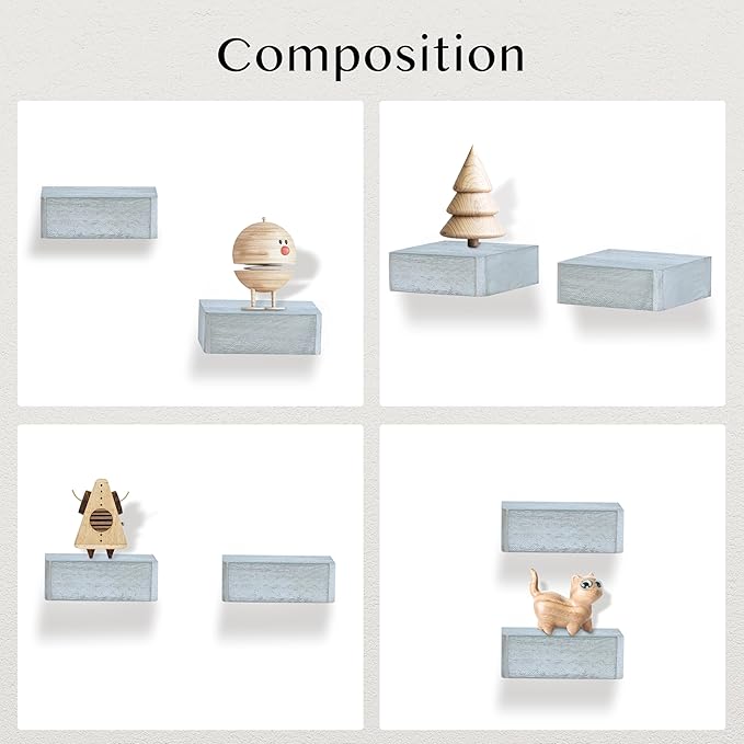 Small Floating Shelf for Wall,5 Inch Mini Wall Shelf,Display Plant Collectibles for Kitchen Bathroom Bedroom Living Room (Vintage Grey)