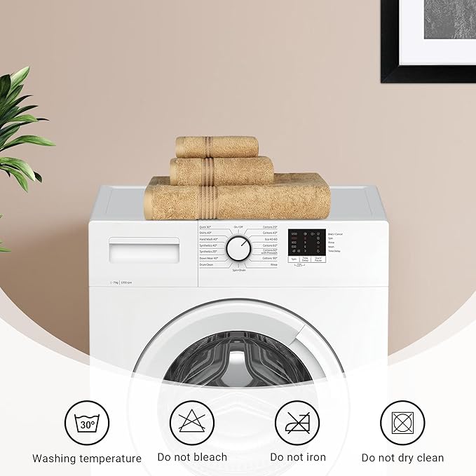 Superior Egyptian Cotton Bath Towel Set, Home Bathroom Towels, Master, Guest Bath, Decor Essentials, Quick Dry, Absorbent, Large Body Towels, Spa, Hotel, Resort, Adult, Kids, Set of 2, Toast