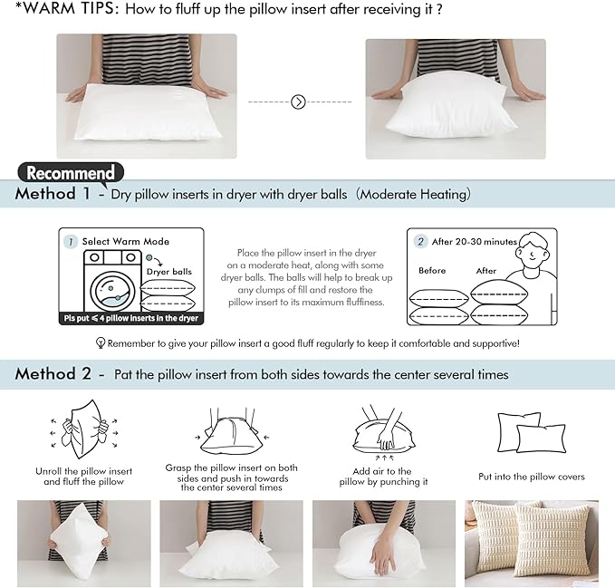 MIULEE 22x22 Pillow Insert Throw Pillow Insert, Outdoor Pillows Water-Resistant Premium Outdoor Pillow Stuffer Sham Square for Couch Sofa Patio Furniture Cushion Porch Swing