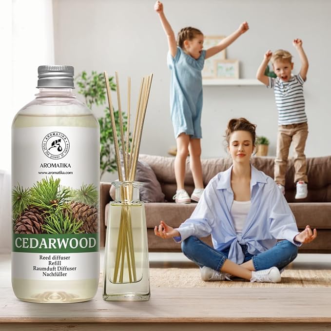 Reed Diffuser Refill Cedarwood 17 Fl Oz (500ml) - Scented Diffuser with Natural Cedarwood Oil - Room Diffuser Refill - Room Freshener - Scented Diffusers - Home Fragrance