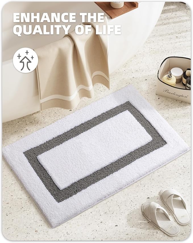 Color&Geometry Bathroom Rugs, Water Absorbent and Quick Dry Microfiber Bath Rugs-24"x43", Non-Slip, Machine Washable, Extra Soft Plush Bath Mats for Bathroom, Laundry Room, Shower and Tub