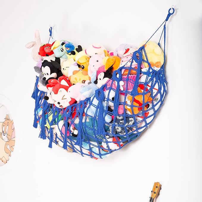 Stuffed Animal Net or Hammock Wall Hanging Net for Stuffed Animal Storage Macrame Toy Display Plush Toy Holder Soft Toy organizer for Nurery Kidroom Playroom