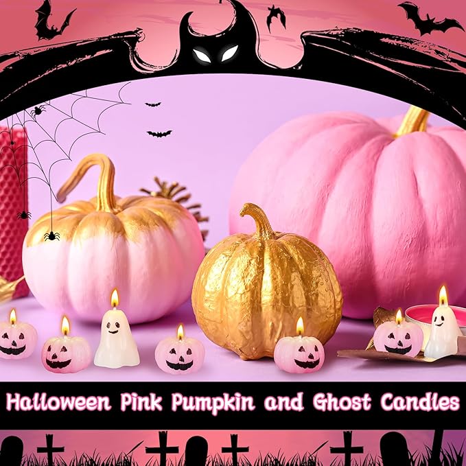 Nuanchu 12 Pcs Halloween Ghost Pumpkin Scented Candles - Thanksgiving & Fall Candles in White, Pink, Ghost