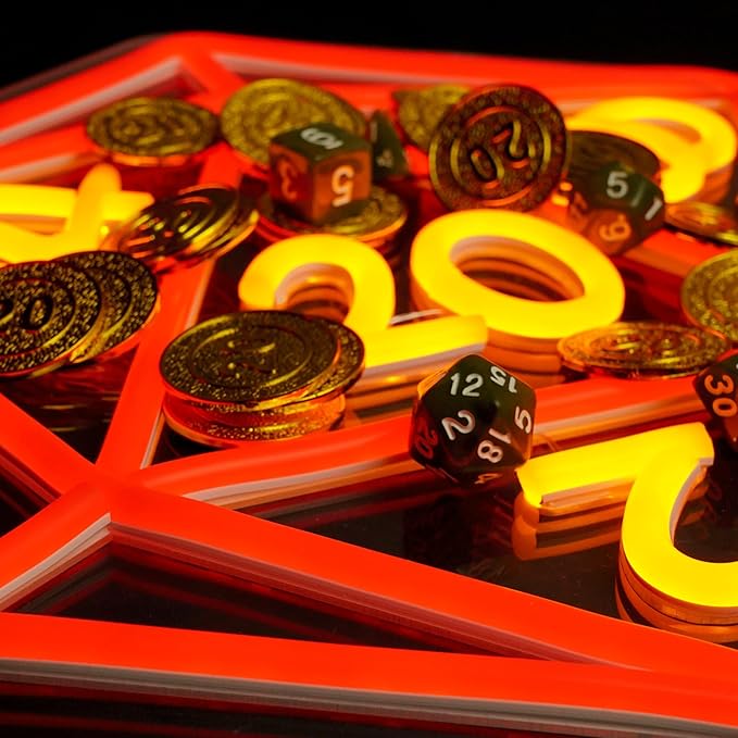 DND Dice Neon Signs for Wall Decor,Cool Dimmable Dungeons and Dragons Dice Game LED Sign,13x11 inch USB Powered Dimmable Neon Light for Man Cave, Game Room, Bedroom, Party Decoration Gifts