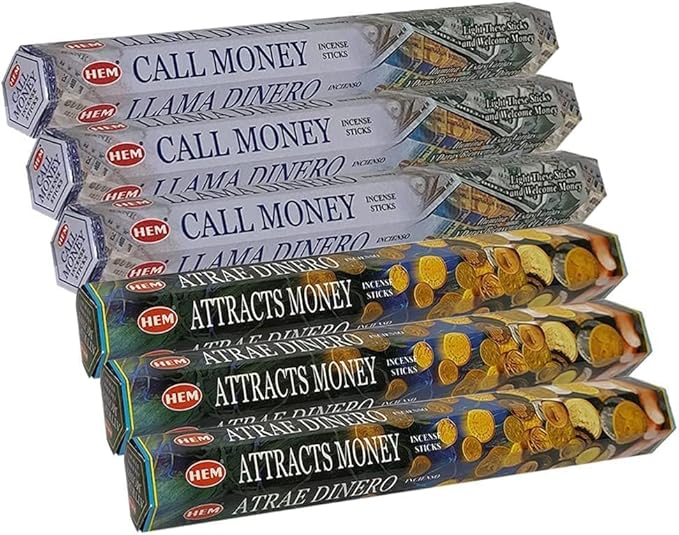 Call Money & Attracts Money Incense Sticks & Holder Bundle Variety Pack from Hem Trumiri Insense Insence