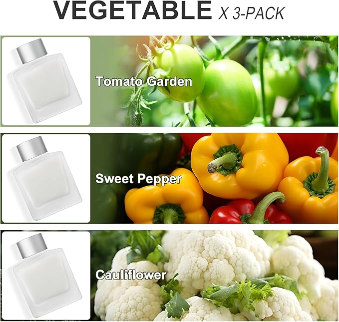 3-Pack Reed Diffuser Set, Tomato/Sweet Pepper/Cauliflower Scented Oil, 10fl oz (300ml) Vegetable Essential Oil with Diffuser Sticks, Bathroom Air Freshener, Home Fragrance for Room Decor
