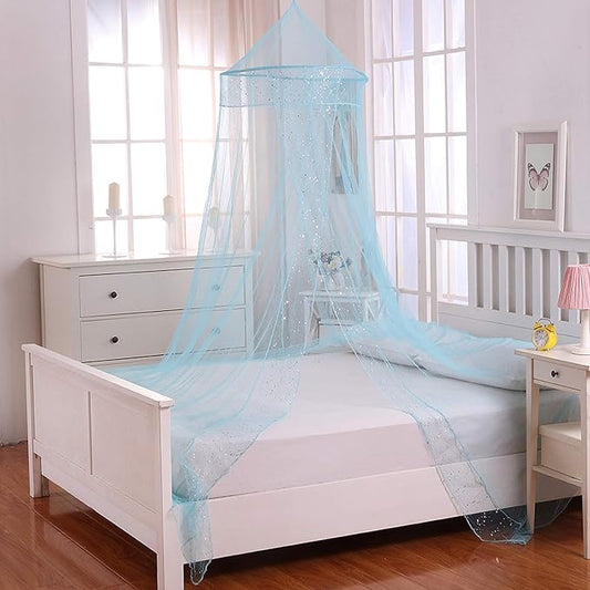 Cotton Loft Galaxy Kids Collapsible Hoop Sheer Bed Canopy, One Size, Blue