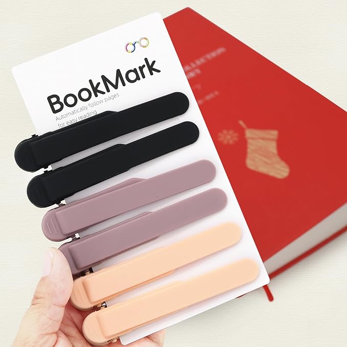 SMUK 6pcs Automatic Bookmark, Silicone Book Marks for Reading Women, Men, Kids, Book Lovers, Cute Unique Book Markers for Reading, Reading Accessories Gifts for Book Lovers