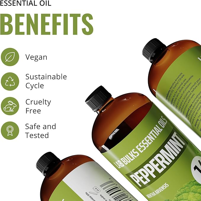 Peppermint Essential Oil, 16 oz Bottle for Diffusers, House Cleaning, Candles, 1 Pack, Aromatherapy Oil