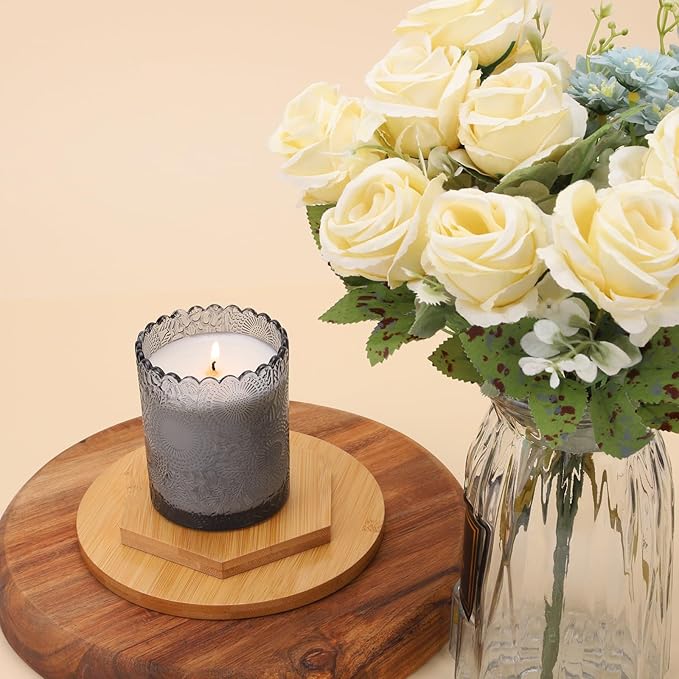 Scented Candles Natural Soy Candle for Home Large Glass Jar Candles 8oz Single Wick Candle Over 50 Hours of Burn Time for Creating Relaxing Ambience & Holiday Gifting(Sandalwood + vanilla)