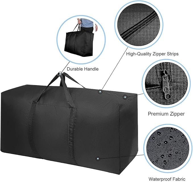 Extra Large Moving Bags with Strong Zippers & Carrying Handles, Storage Bags Storage Totes for Clothes, Moving Supplies, Space Saving Oversized Storage Bag Organizer for Moving, Traveling (2 Pack)