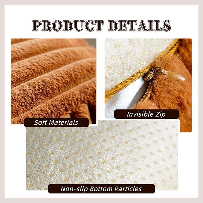 Unstuffed Pouf Ottoman Soft Bean Bag Storage Farmhouse Pouf Cover 20x20x8 Inches Decorative Floor Footrest for Living Room Bedroom Outdoor (Caramel, Round)
