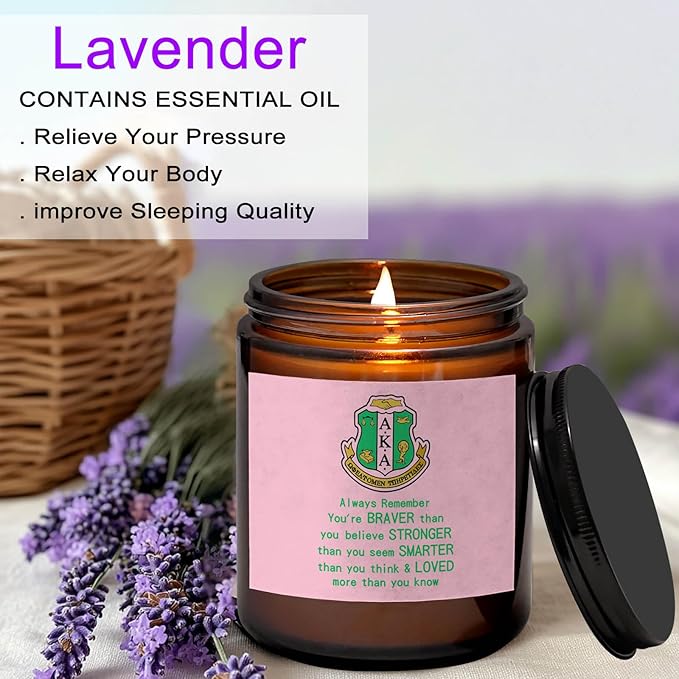 AKA Sorority Gifts Scented Candle for Women Girl,1908 Pink Green 7oz Candles, Inspirational Birthday Christmas Gifts for Sister Friends (Alwasy Remember)