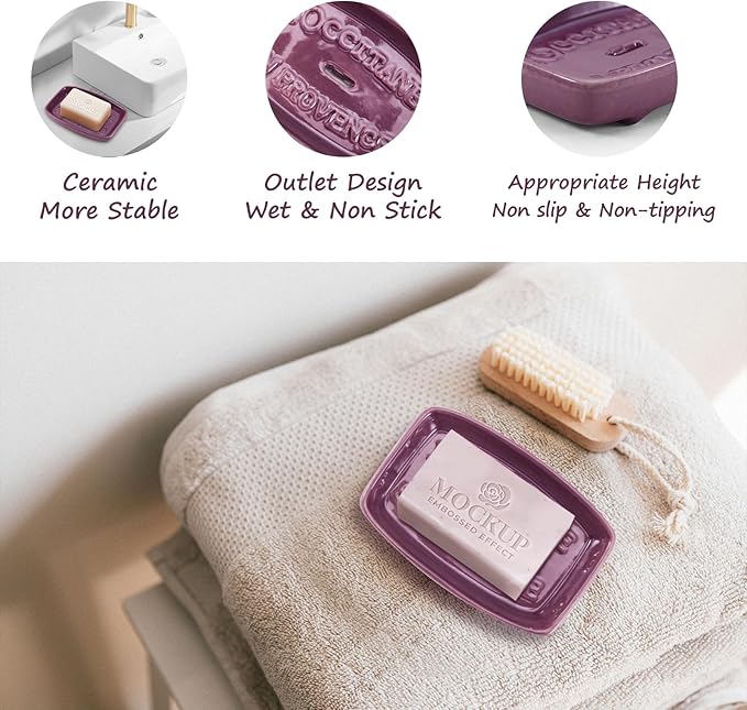 Ceramic Soap Dish, Soap Dish for Shower, Vintage Colorful Soap Holder, Soap Holder with Drain Soap Tray for Bathroom, Shower, and Vanity,Keep Soap Bars Dry