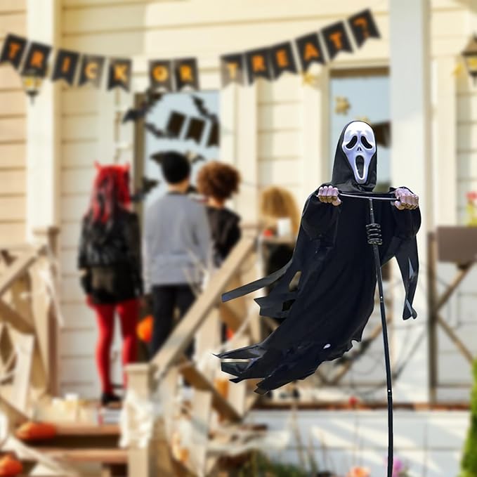 Scarecrow Screaming Ghost, Scary Halloween Decorations Outdoor Scary Ghost, Halloween Scary Scream Scarecrow Decorations