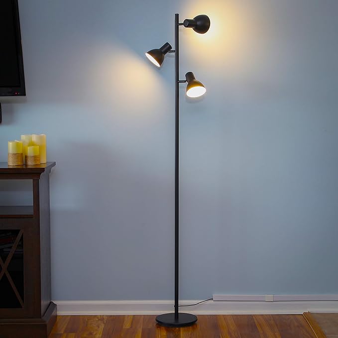 Brightech Ethan Dimmable Floor Lamp for Bedroom Reading & Living Room Decor - Modern LED Tall Tree Lamp for Offices - Black