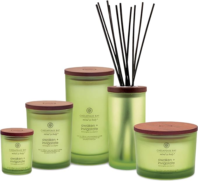 Chesapeake Bay Candle PT40886 Scented Candle, Awaken + Invigorate (Lemongrass Eucalyptus), Medium , Green, Home Décor