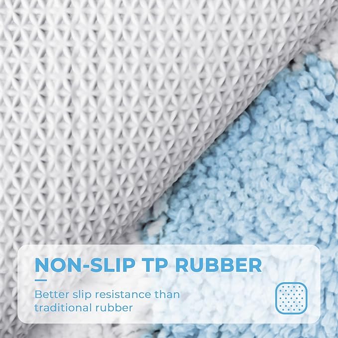 GRANNY SAYS Checkered Blue Bathroom Rugs, 36" x 24", Non-Slip Bath Mats for Bathroom, Plush Shag Absorbent Microfiber Ultra Soft Bath Mat, Cute Washable Rug for Tub, Shower, Bedroom