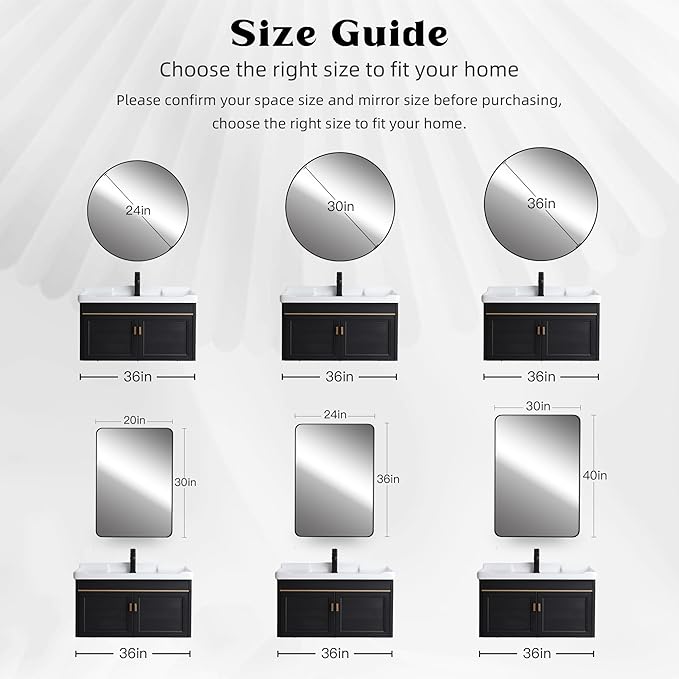 CULER Round White Bathroom 30 Inch Mirror,Circle Wall Modern Mirror for Bedroom,Hanging Vanity Tempered Glass Mirrors for Entryway or Living Room