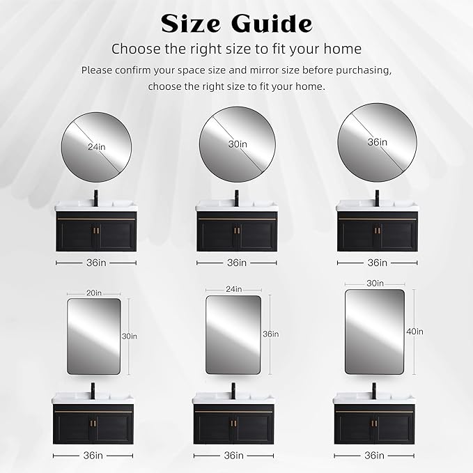 CULER Round White Bathroom 36 Inch Mirror,Circle Wall Modern Mirror for Bedroom,Hanging Vanity Tempered Glass Mirrors for Entryway or Living Room