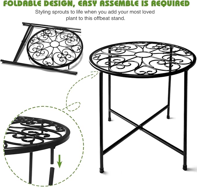 Plant Stand Indoor Outdoor, 2 Pack 15" Tall Flower Pot Stand, Round Metal Corner Plant Stand for Flower Pot, Rustproof Flower Plant Holder for Home, Garden, Patio, Plant Lovers, Housewarming