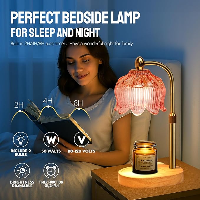 GEEZO Fragrance Candle Warmer Lamp,Electric Candle Warmer with Timer & Dimmer,Mom Christmas Birthday Gifts for Women, House Warming Gifts New Home Bedroom Decor