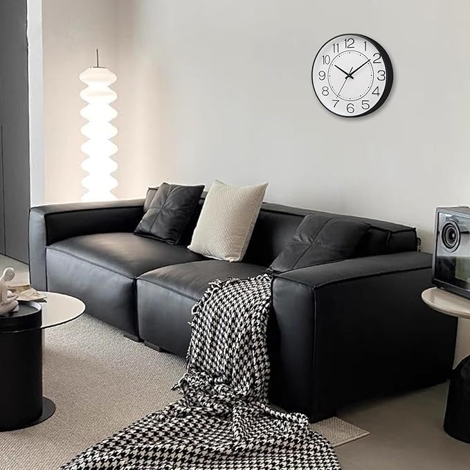 HZDHCLH Modern Wall Clocks Battery Operated,10 inch White Clock for Wall,Silent Small Wall Clock for Living Room Bedroom Kitchen Office Nursery Decor