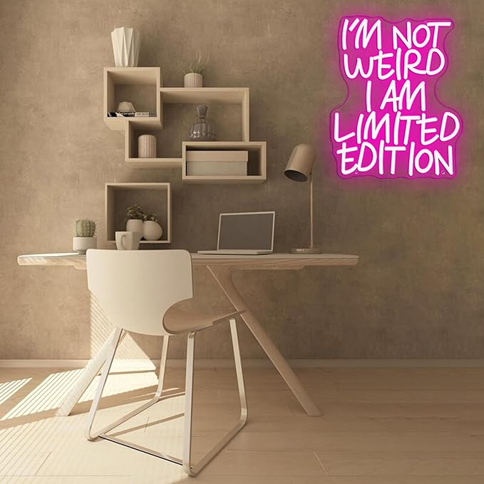 I'm Not Weird, I'm Limited Edition LED Neon Sign, Dimmable Funny Pink Inspirational Quote Neon Light Signs, Pop Art Preppy Wall Art for Bedroom Man Cave Game Room Wall Decor(12.7 * 15.7in)