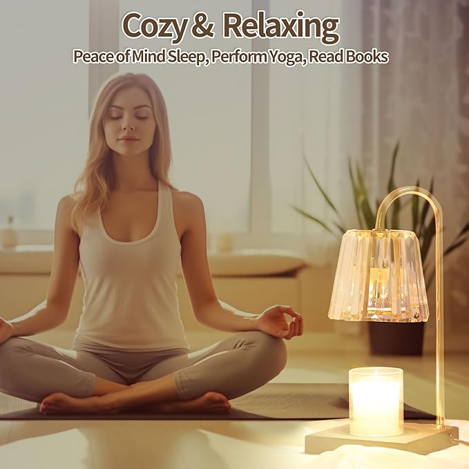 Candle Warmer Lamp With 2 Bulbs, Timer & Dimmer 7-Levels, Top Melting Compatible Jar Candles, Glass Heater for Scented Wax, Home Decor Gift for Mom (Clear)