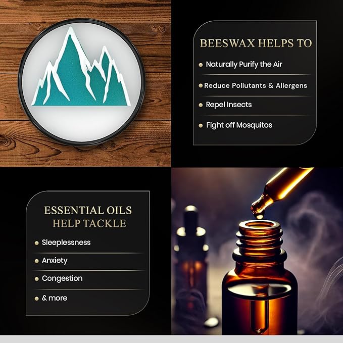 All Natural Aromatherapy Candle for Women & Men | Camping Candle | Repel Mosquitos | Beeswax & Organic Soy Wax Blend | Essential Oils | 100% Beeswax Wick | Premium Gift Box | Teal Mountain Eucalyptus