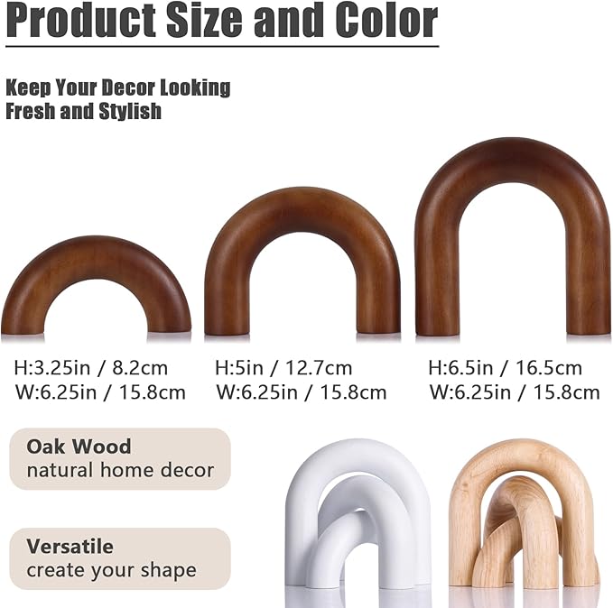 XMGZQ Brown Wood Arch for Coffee Table Decor Items,Wood Statue and Sculpture Set 3,Japanese Neutral Home Decor Aesthetic,Living Room,Entryway,Bookshelf,Floating,Console,Boho Minimalist Objects