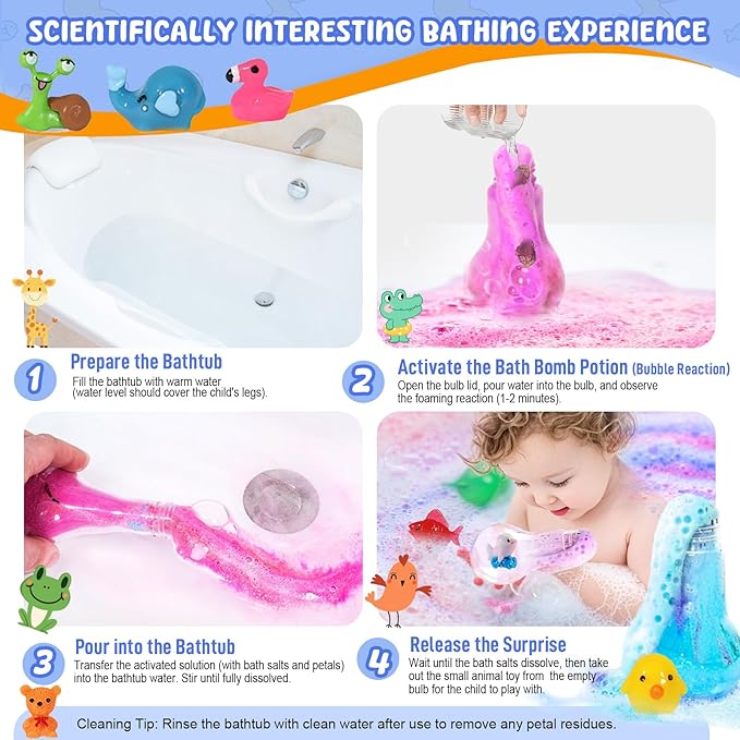 Kids Bath Bombs Potions with Surprise Inside: 6 Pack Organic BathBombs with 12 Mini Toys Easter Gift Set Rich in Natural Essential Oils, Fun Science Toddler Bath Bombs Fizzies for Dry Skin Moisturize
