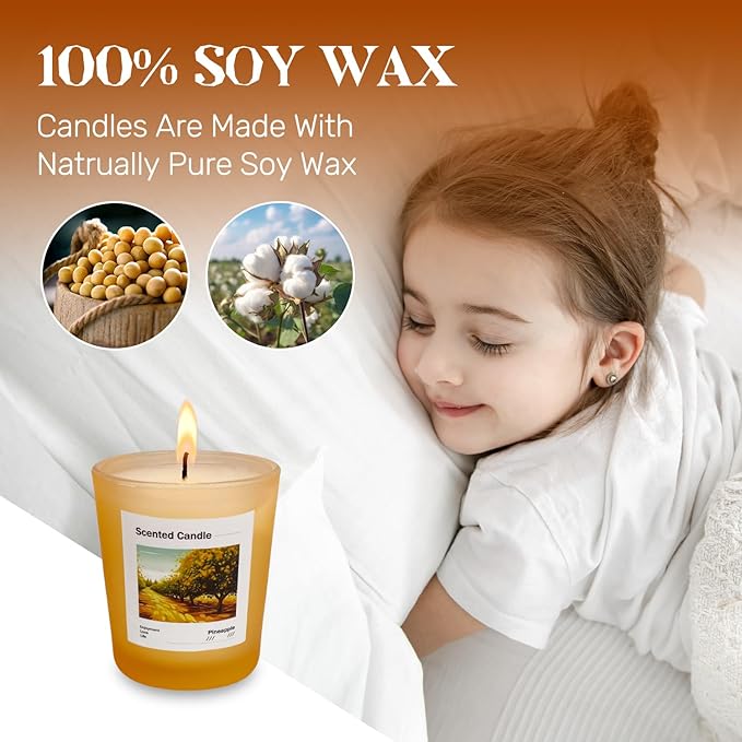 Scented Candles Gift Set of 6 Pack, Glass Jar Candles for 6 Scented, Long Lasting Soy Wax Aromatherapy Candle Set, Best Gifts with Gift Box for Every One