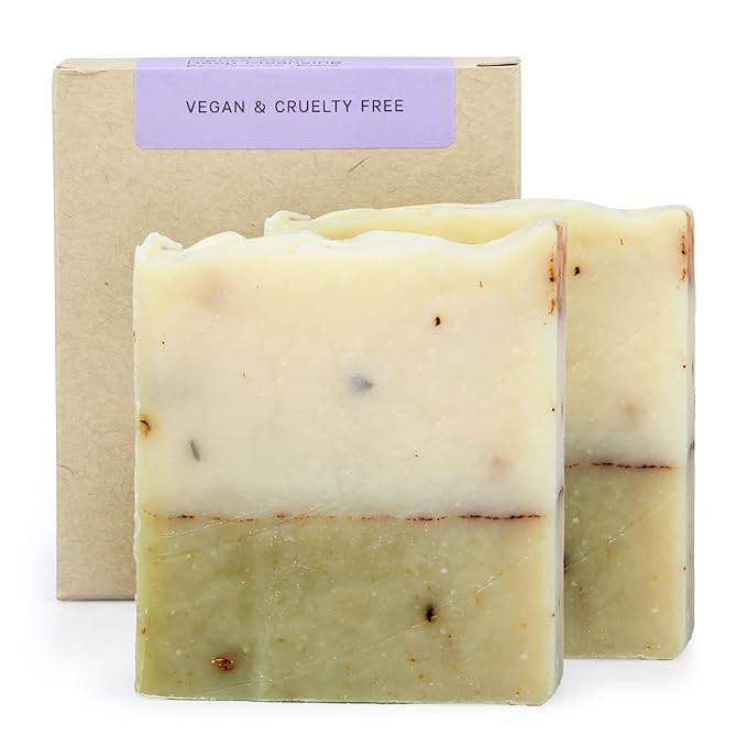 AUTHENTIC BATH & SOAP - Lavender Soap Bars (2PK) – Scented with Lavender essential Oil Organic, Relaxing & Soothing, Face and Body Unscented Bar soap for Women & Men, Cruelty Free, Vegan. 4.2 Oz each