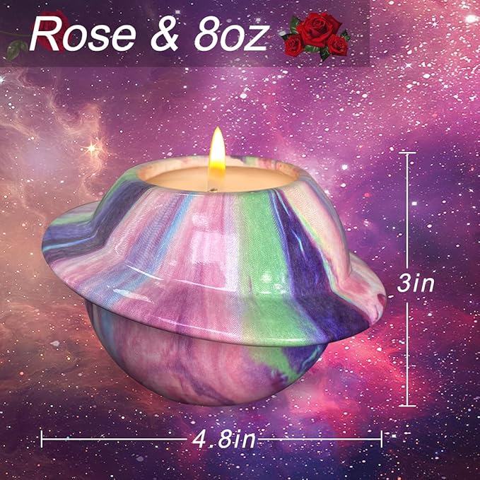 Premium Scented Candle - Strong Rose, 8 Oz Large Jar, Pink Ceramic, 100% Natural Soy, Non-Toxic, Ideal for Aromatherapy, Gifts & Home Décor