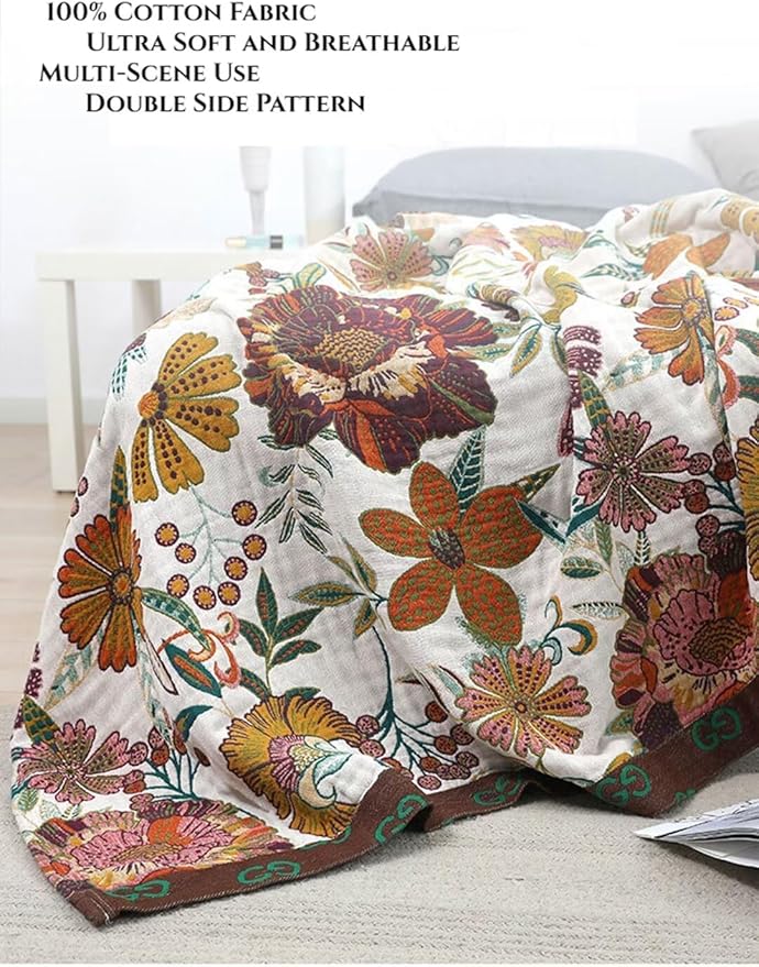 100% Boho Throw Blankets for Bed All Season, Reversible Cozy Blanket for Bed Couch 90"x98" Premium Soft Decorative Blankets for Couch Sofa Picnic Travel